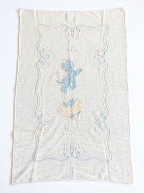 Vintage MCM Chenille Toddler Crib Blanket
